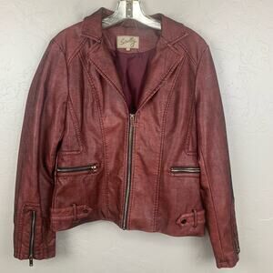 Scully Jacket Western Women's Large Burgundy Rodeo Yellowstone Biker Zippers